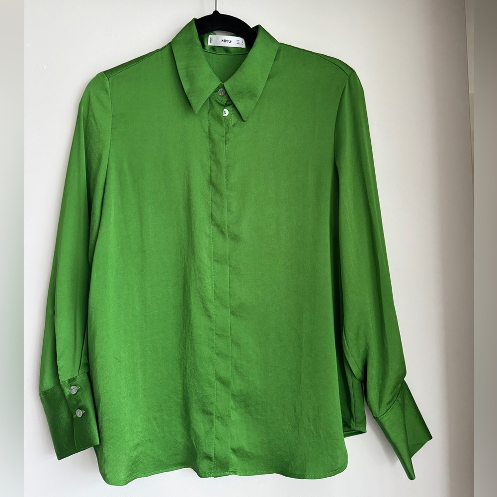 Mango Green Satin Blouse